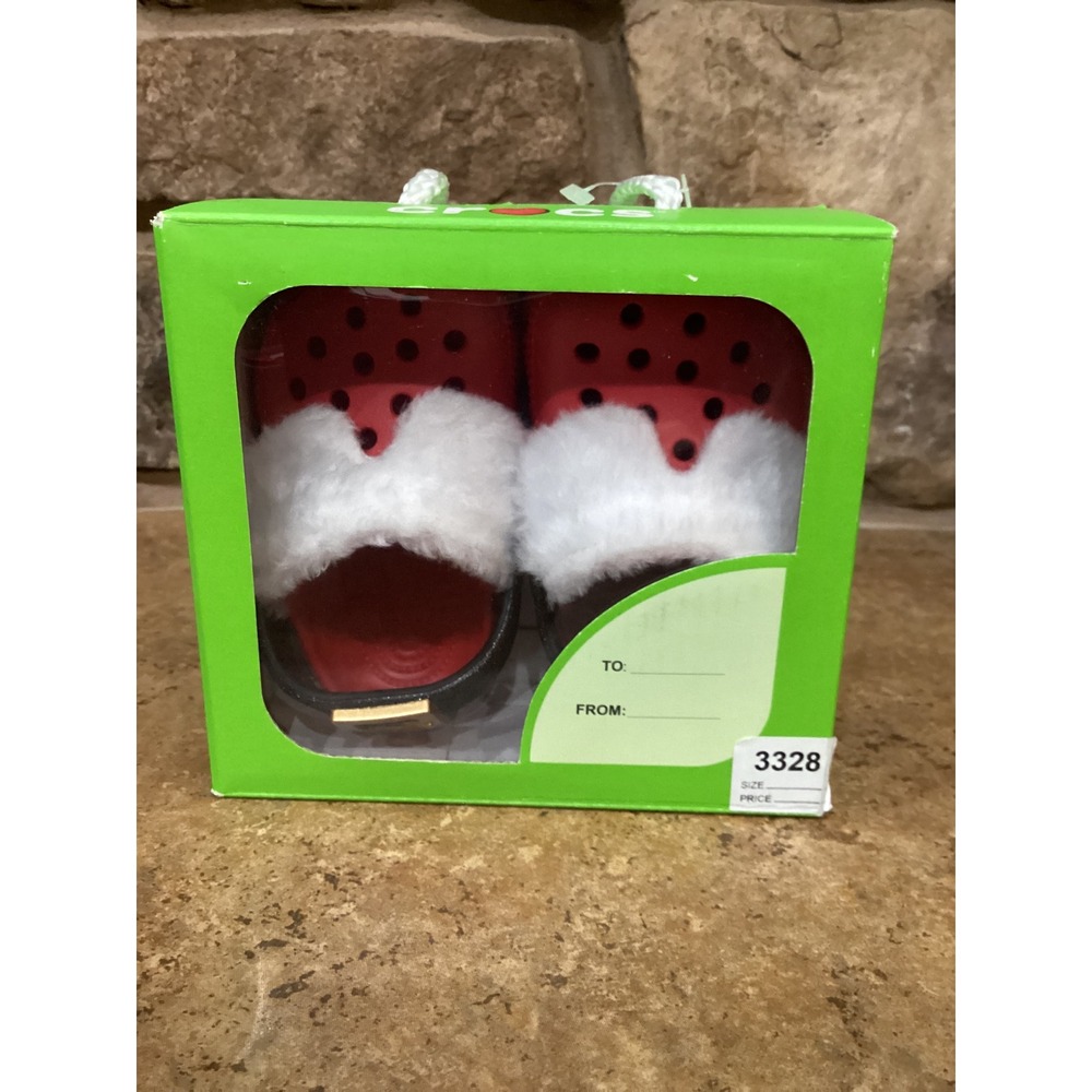 Crocs Littles Santa Baby Toddler Clogs Varsity Red Lined Size C2-3 New